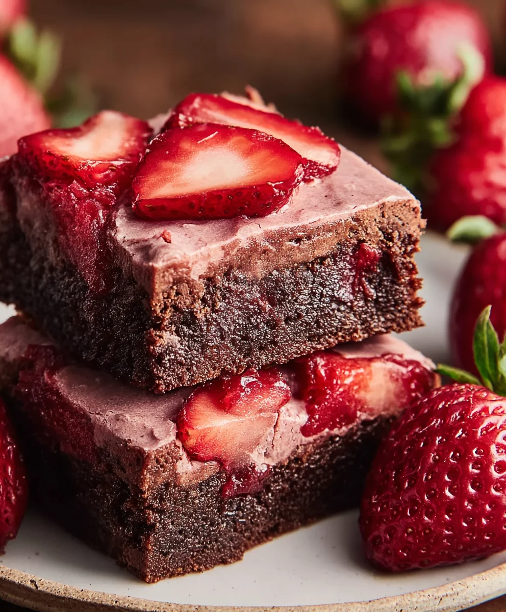 Fudgy Strawberry Brownies- Easy & Delicious Dessert