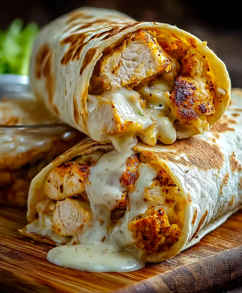 Cheesy Garlic Chicken Wraps- Quick & Delicious Dinner