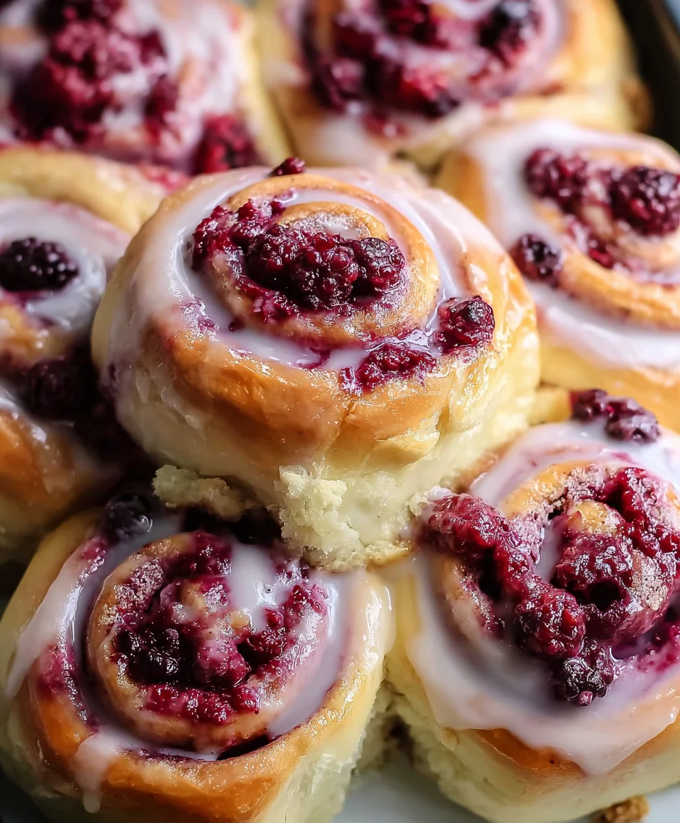 Soft Gooey Blackberry Raspberry Sweet Rolls