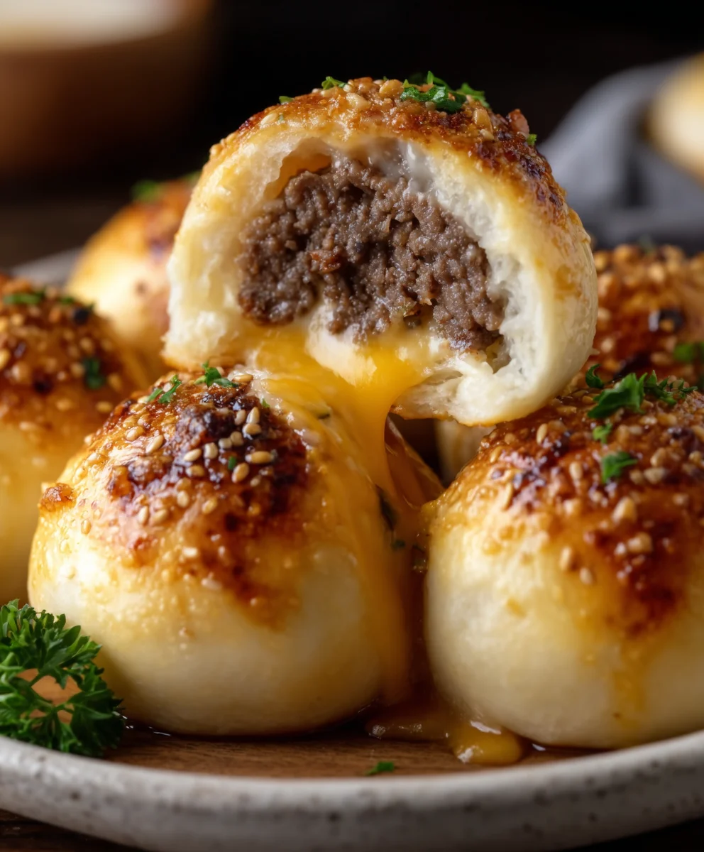Garlic Parmesan Cheeseburger Bombs Easy Recipe