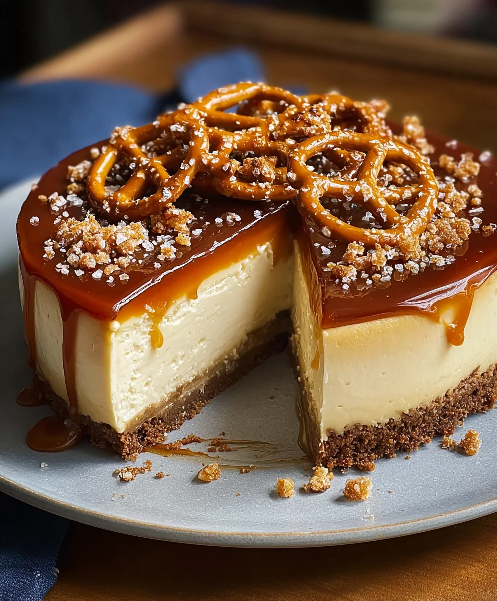 Salted Caramel Pretzel Cheesecake-Decadent Dessert