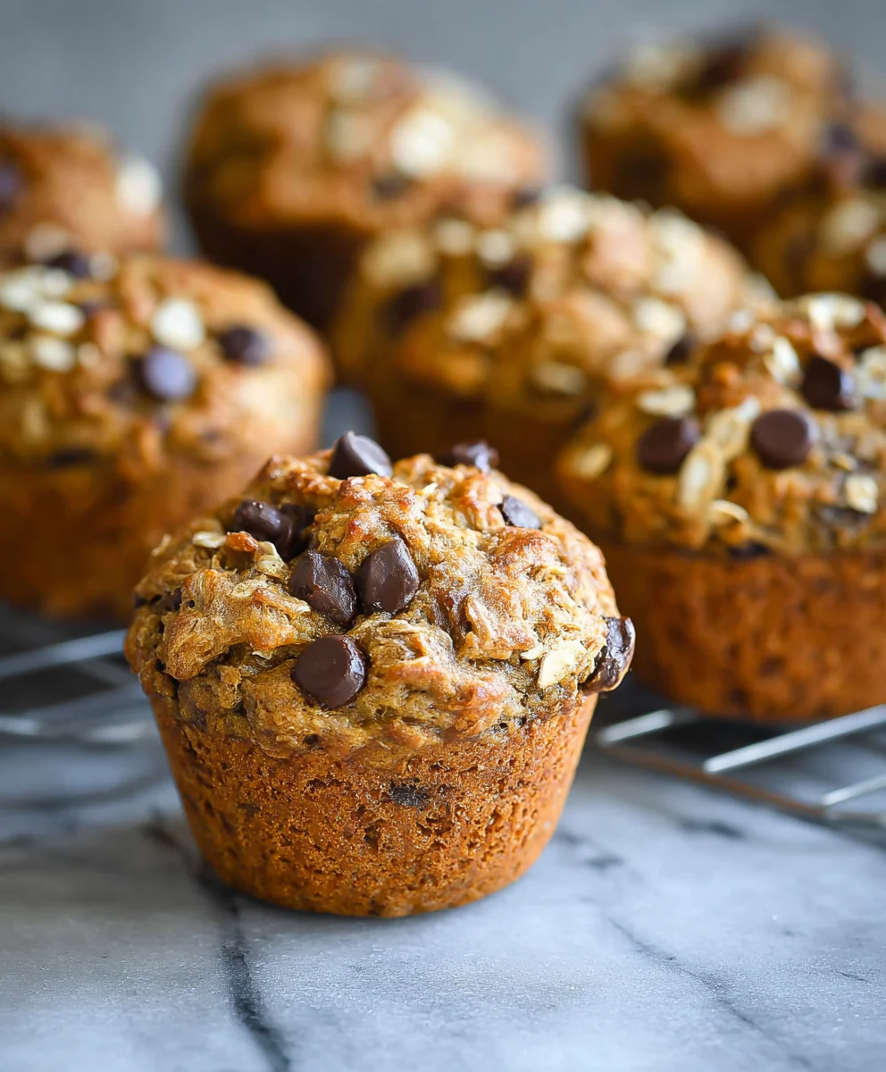 Healthy Banana Chocolate Chip Oatmeal Muffins