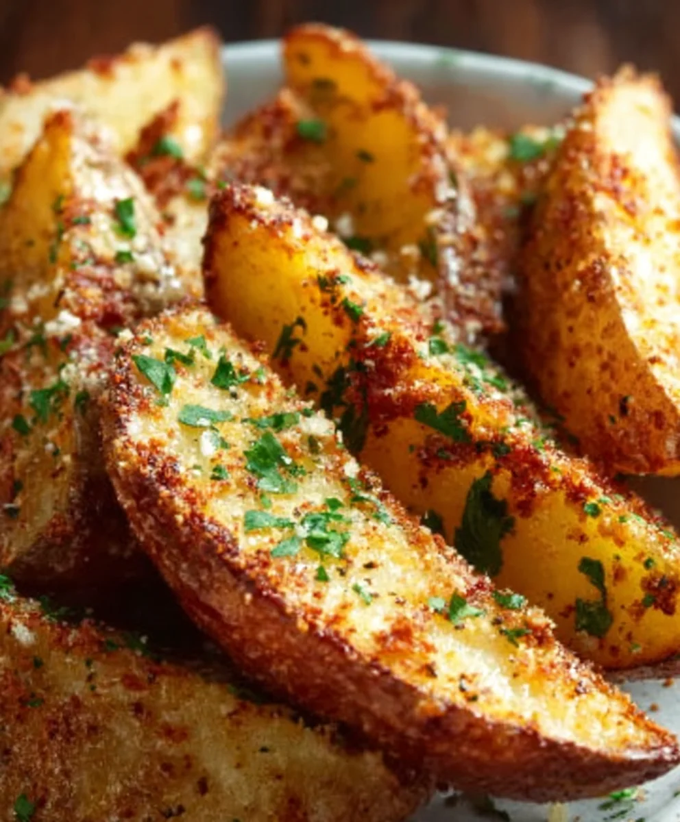 Easy Baked Garlic Parmesan Potato Wedges Recipe