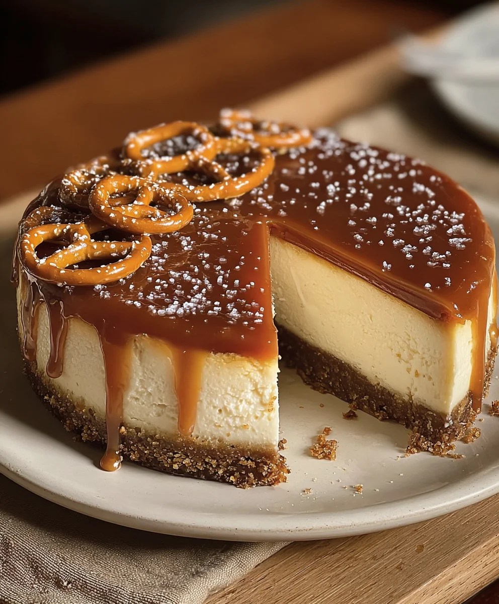 Salted Caramel Pretzel Cheesecake-Decadent Dessert