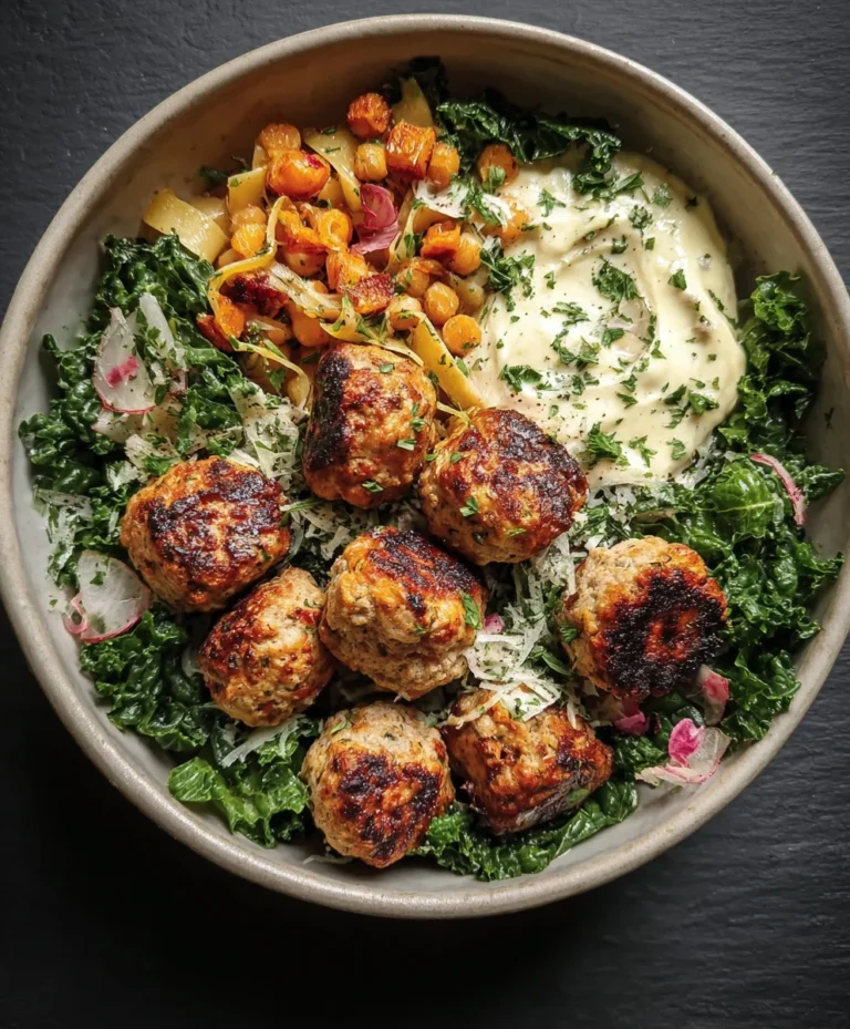 Herby Chicken Meatball Bowl- Easy & Flavorful