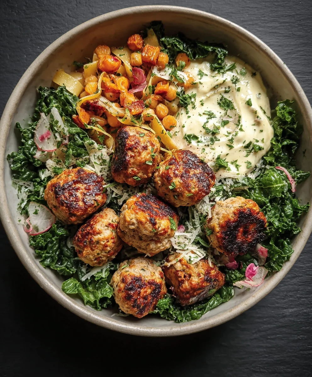 Herby Chicken Meatball Bowl- Easy & Flavorful