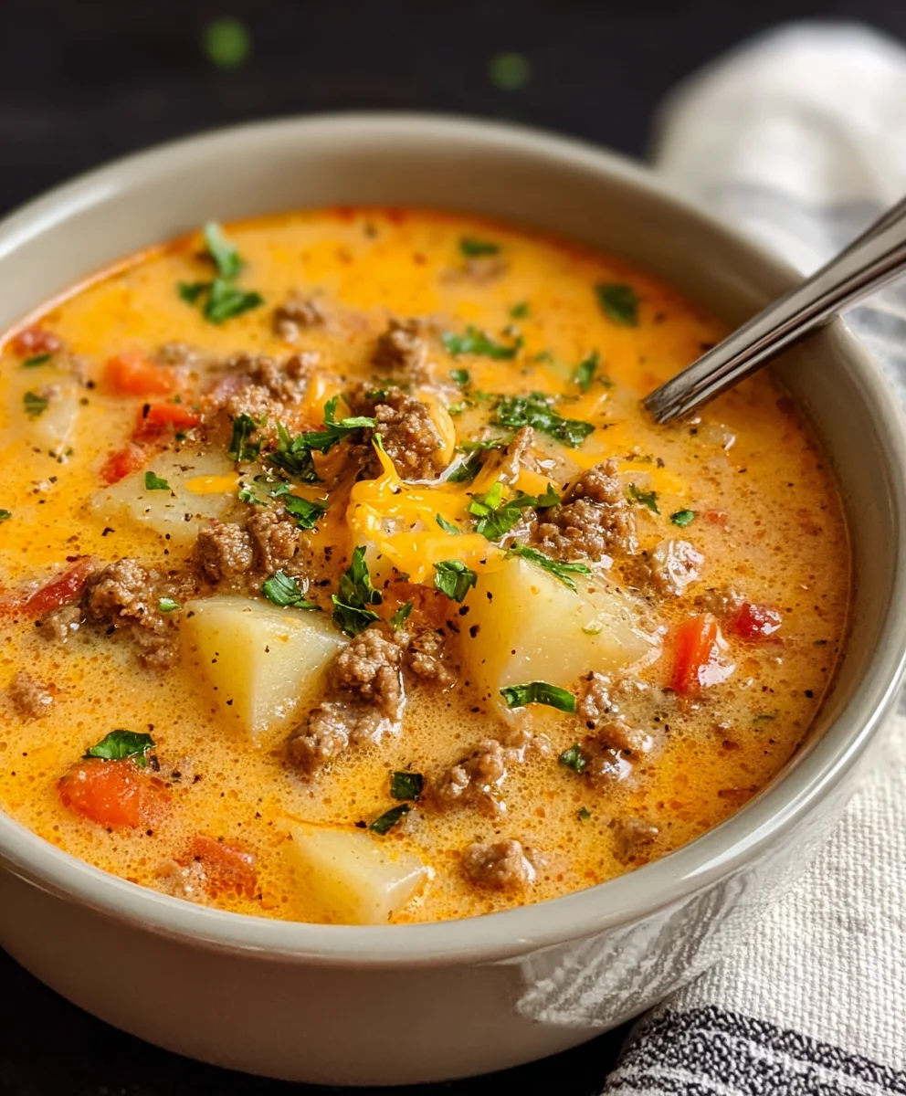 Cheesy Beef Beef Hamburger Potato Soup Recipe