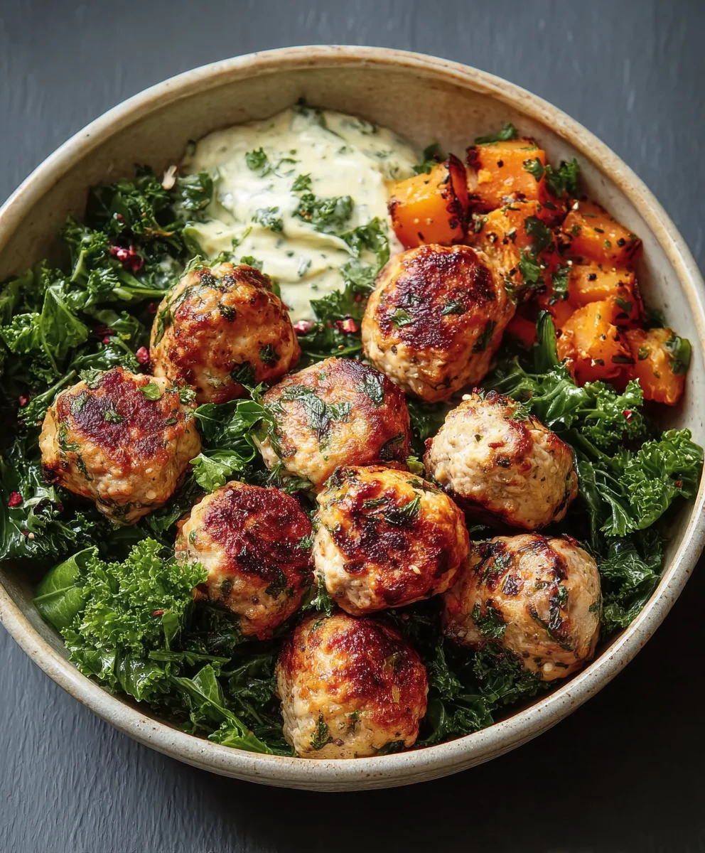 Herby Chicken Meatball Bowl- Easy & Flavorful