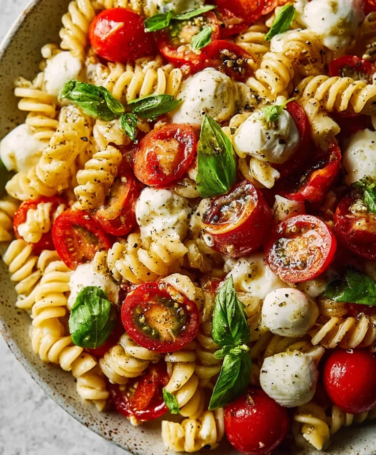 Creamy Caprese Pasta Salad – Easy & Delicious