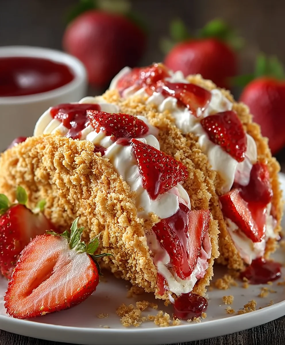 Strawberry Crunch Cheesecake Tacos-Easy Dessert