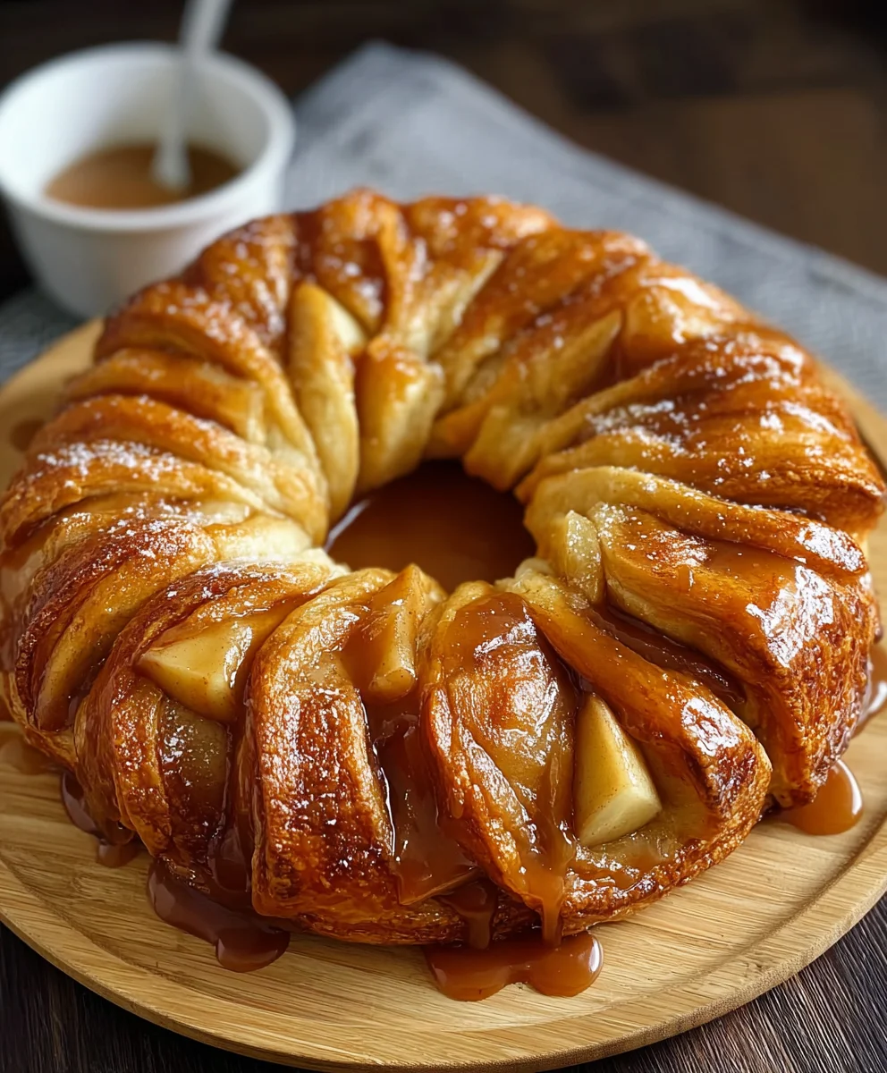 Caramel Apple Cream Cheese Crescent Ring - Easy Dessert