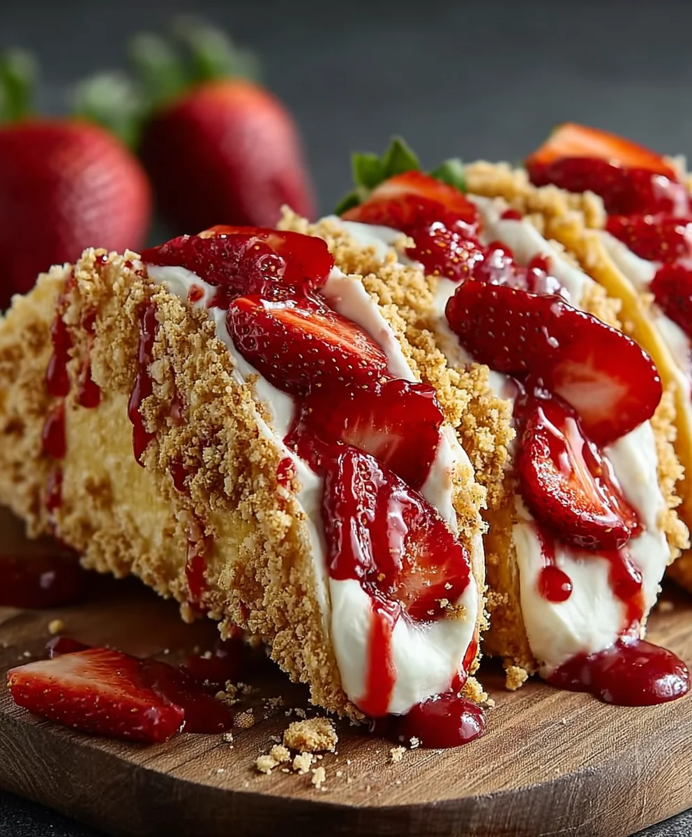 Strawberry Crunch Cheesecake Tacos-Easy Dessert