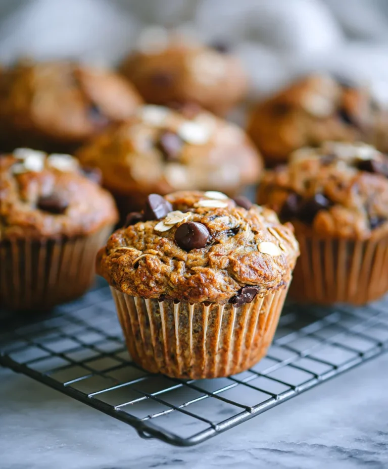 Healthy Banana Chocolate Chip Oatmeal Muffins