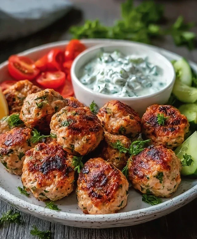 Greek Turkey Meatballs with Tzatziki