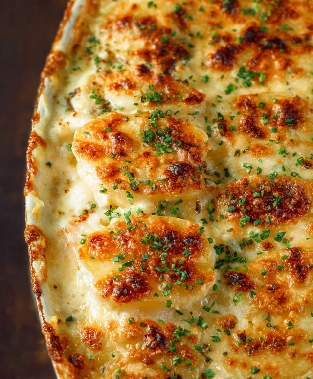 Roasted Garlic Potatoes au Gratin