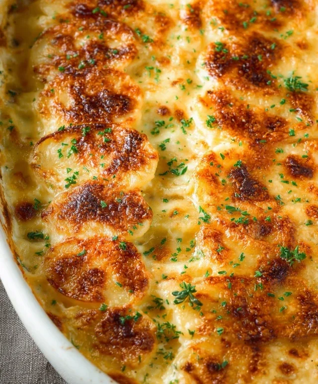 Roasted Garlic Potatoes au Gratin