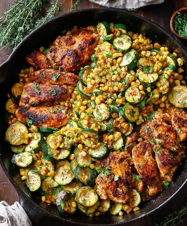 Garlic Butter Chicken with Zucchini and Corn - One-Pan, 30-Minute Meal