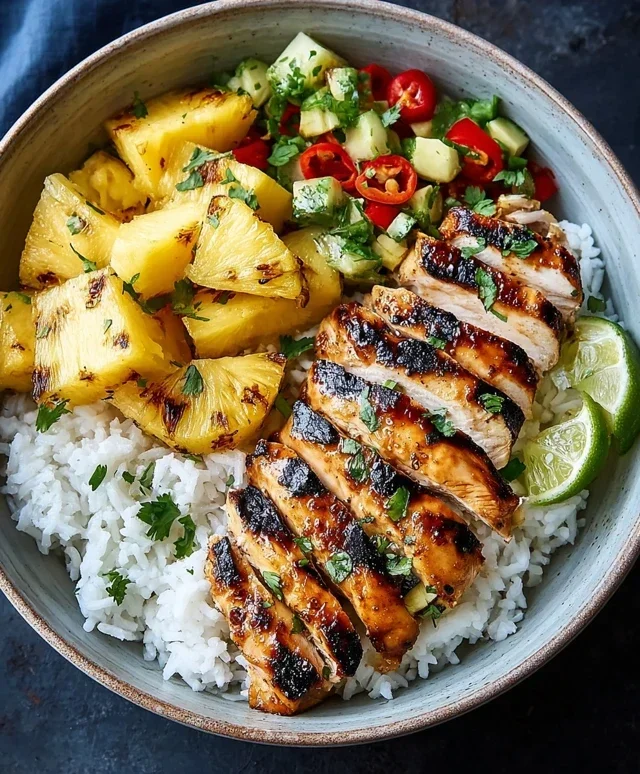 Grilled Chicken and Pineapple Bowls with Coconut Rice