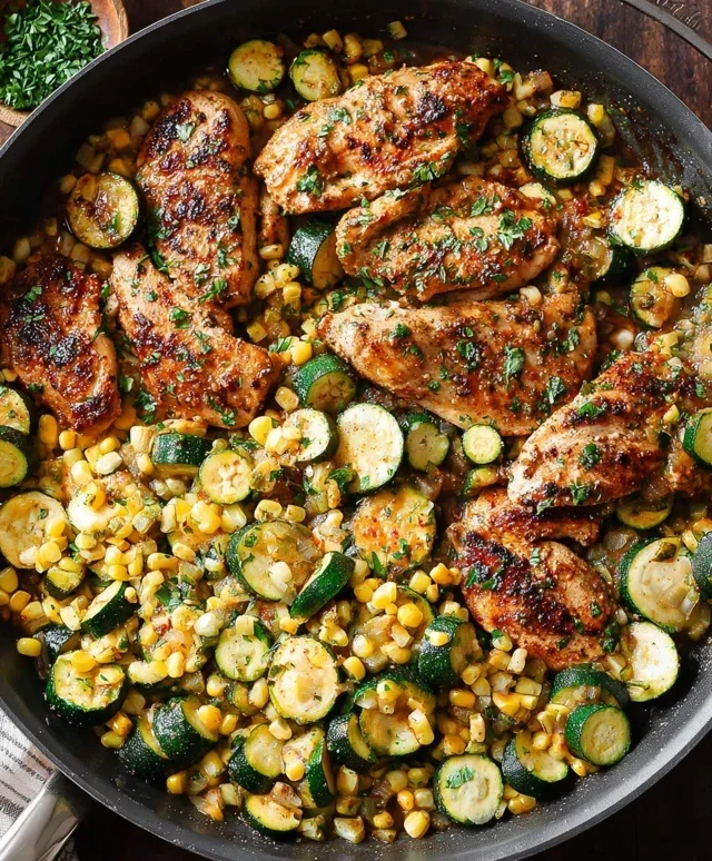 Garlic Butter Chicken with Zucchini and Corn - One-Pan, 30-Minute Meal
