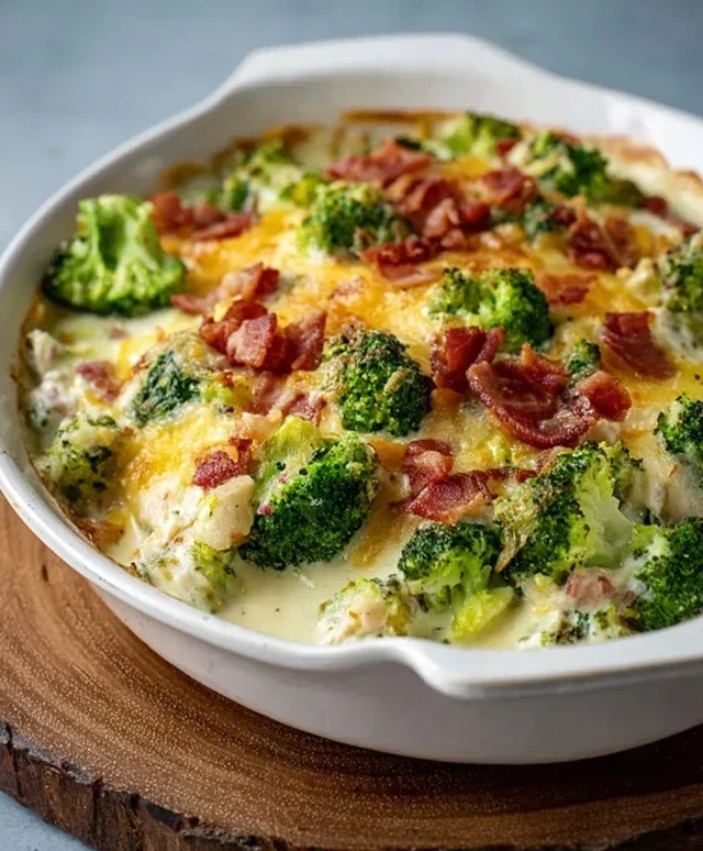 Creamy Low Carb Chicken Casserole with Broccoli and Beef Beef Bacon