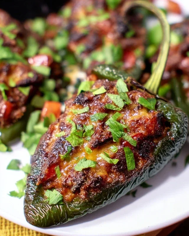 Brisket Stuffed Poblano Peppers