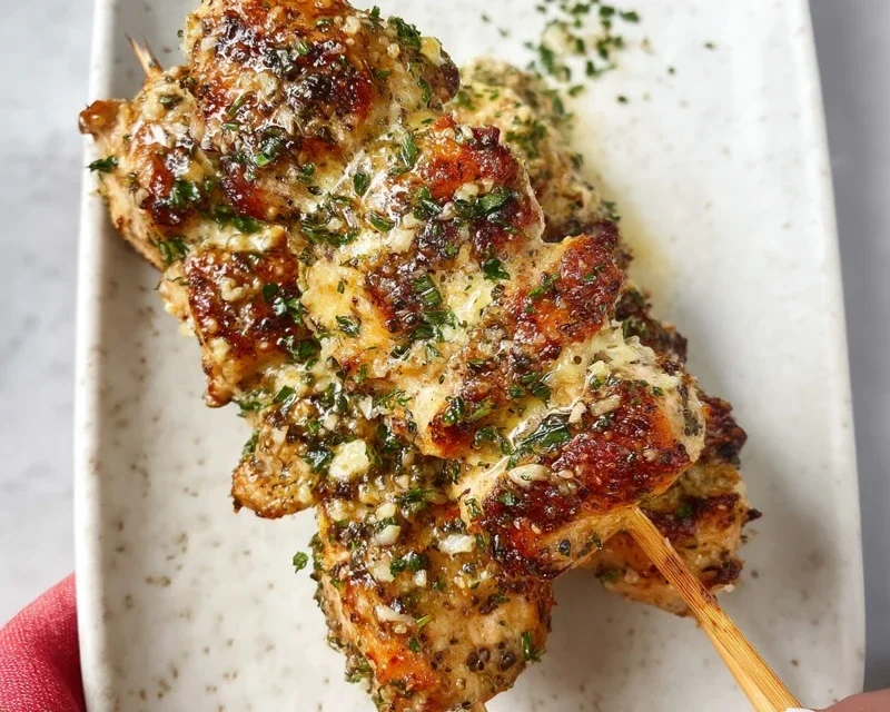 Ranch Garlic Parmesan Chicken Skewers