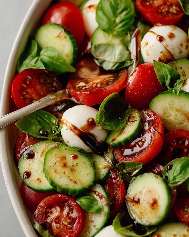 Fresh Cucumber Caprese Salad