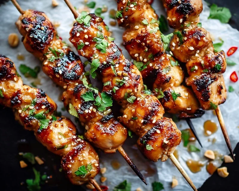 Easy Grilled Asian Chicken Skewers with Honey Garlic Sauce