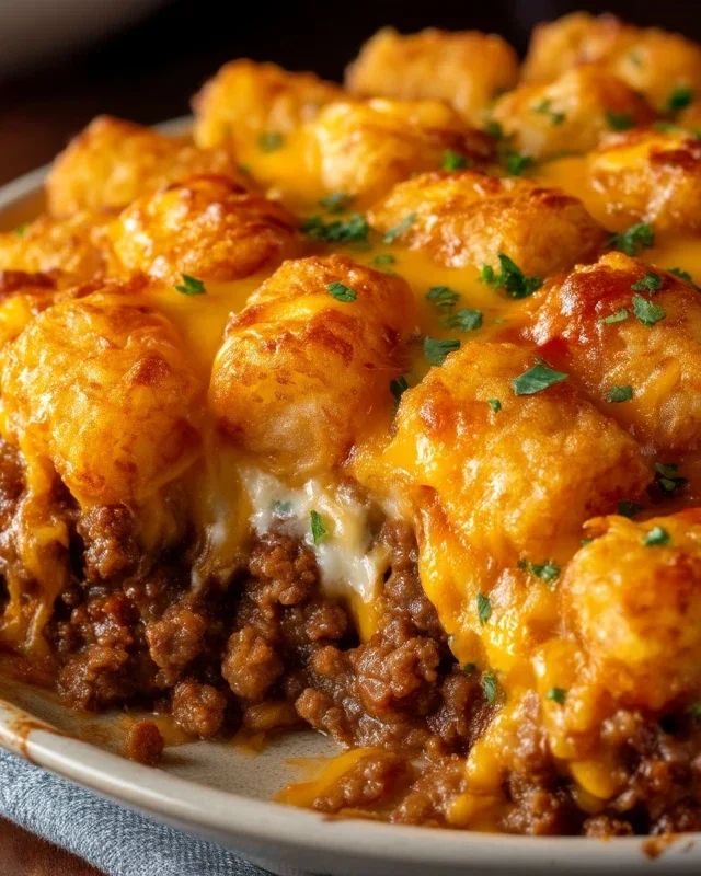 Tater Tot Casserole with Ground Beef