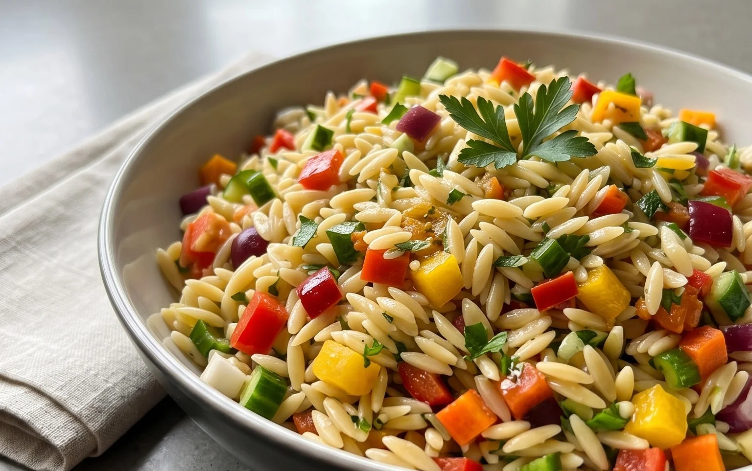 Rainbow Orzo Salad