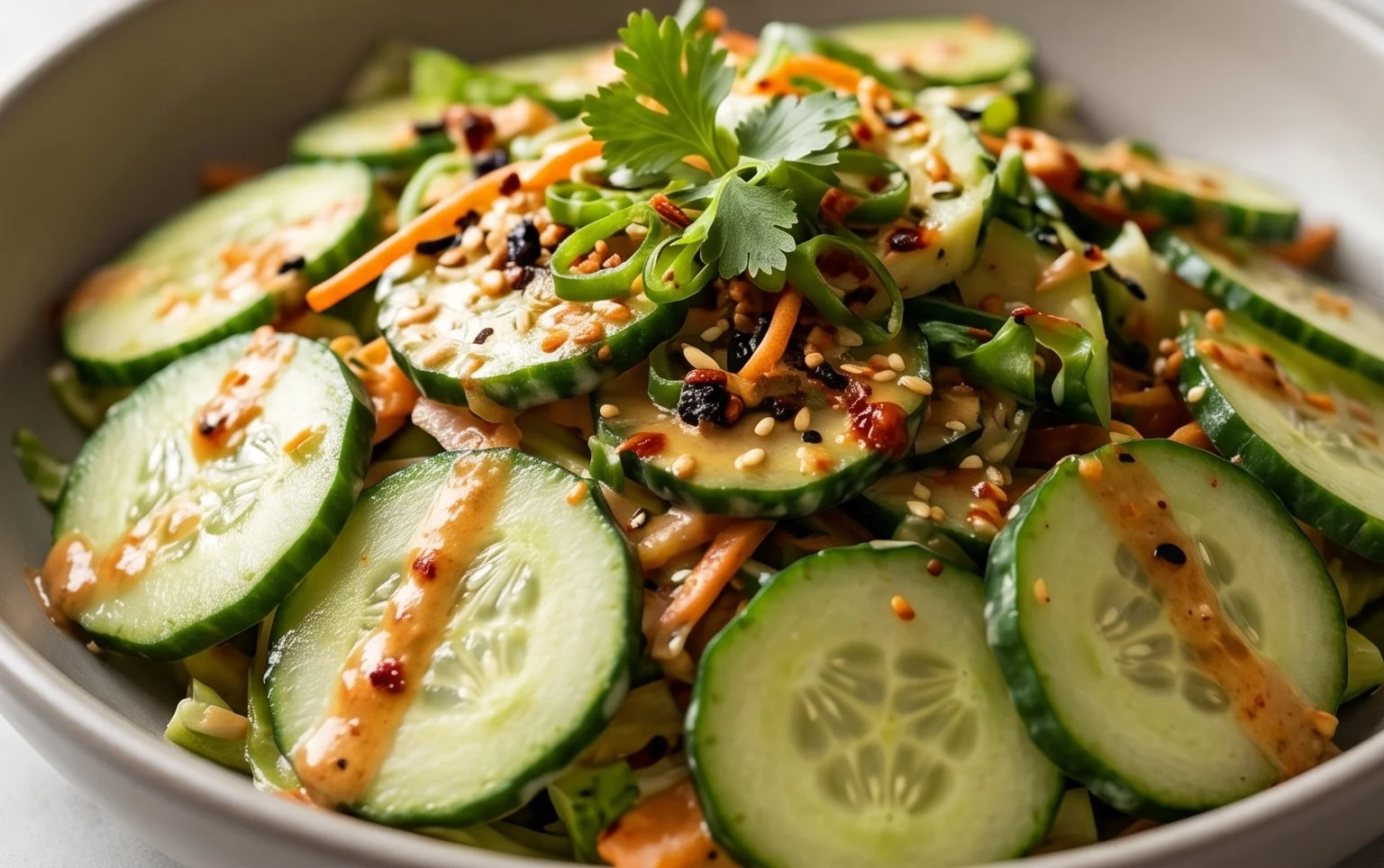 Creamy Asian Cucumber Salad Bowl