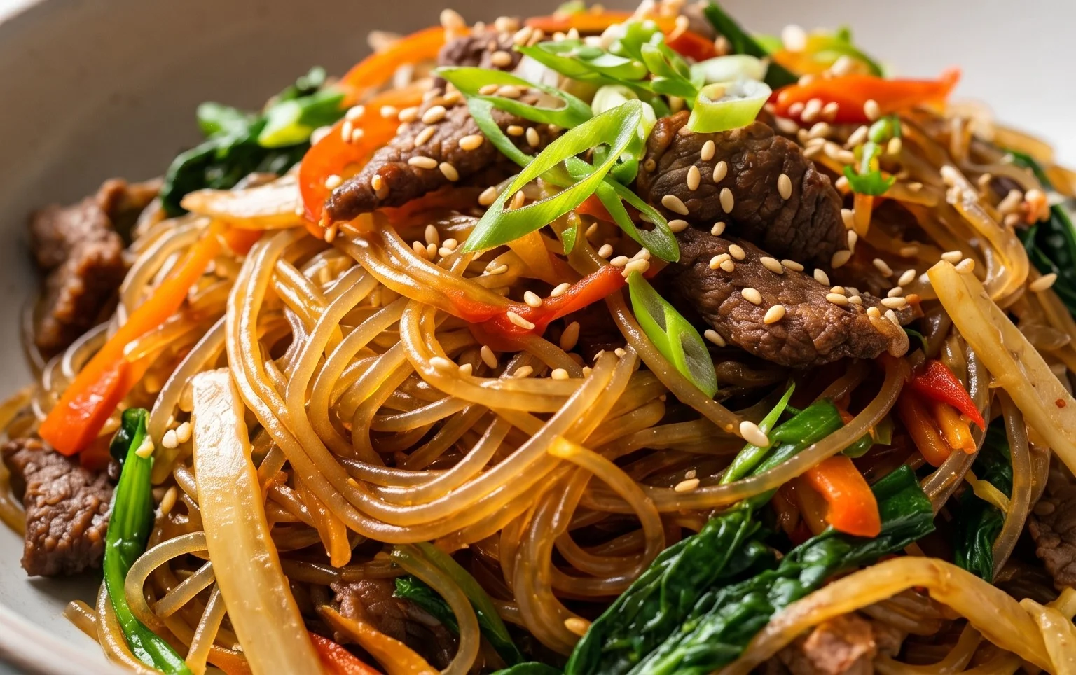 Japchae (Korean Glass Noodle Stir Fry)