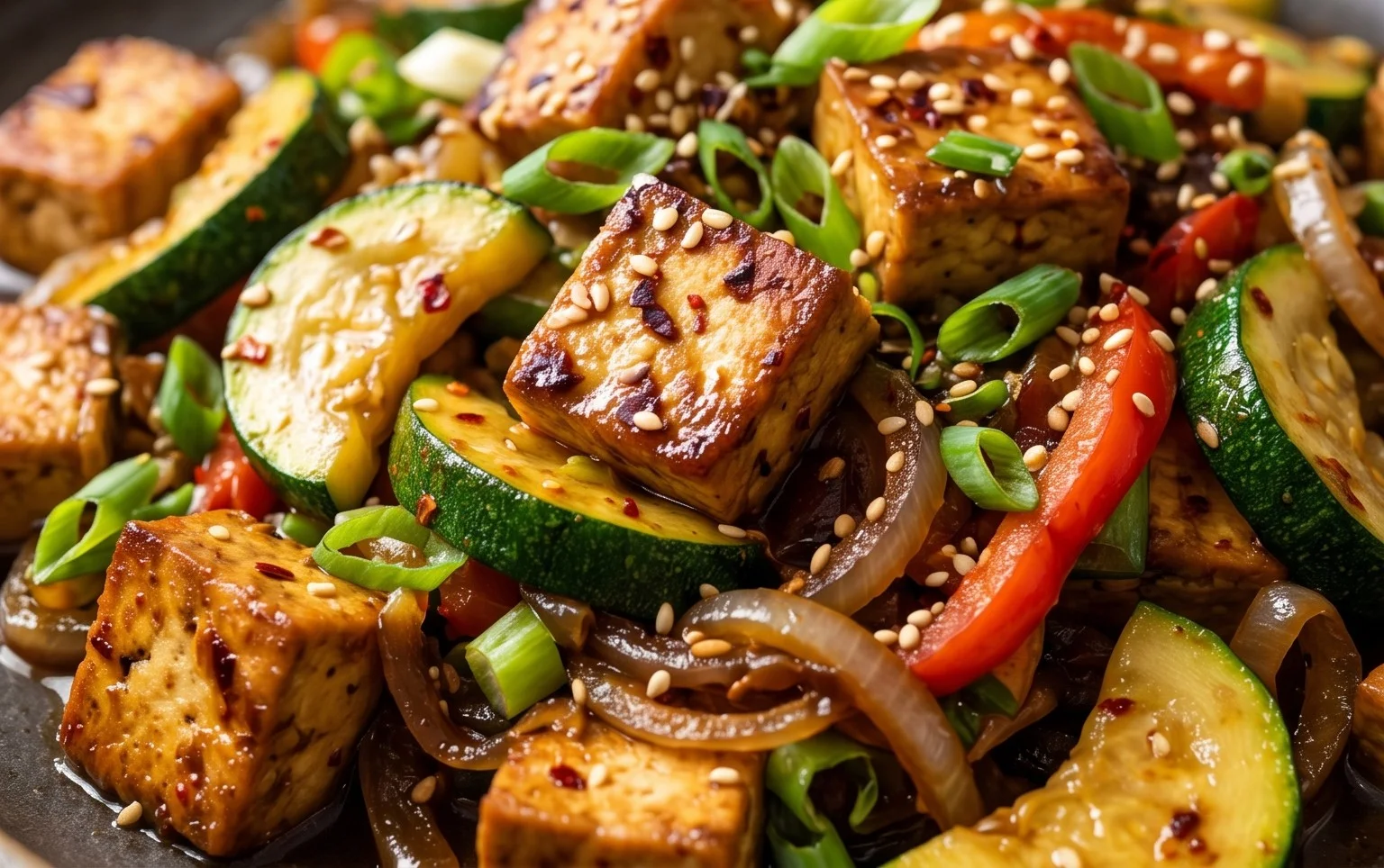Zucchini Stir Fry With Tofu (Vegan)