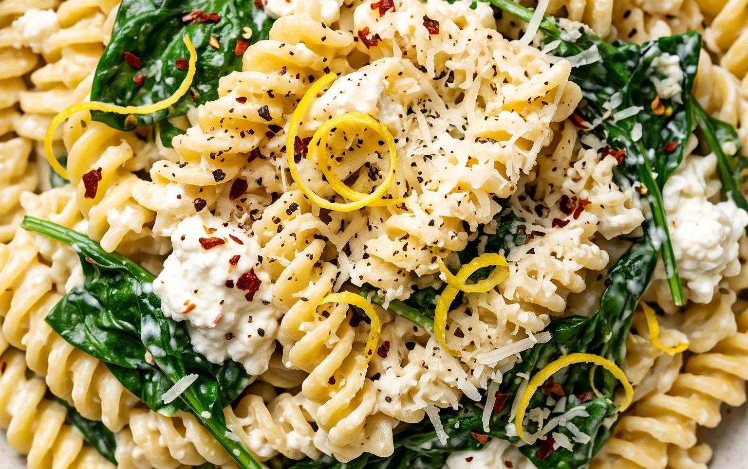 Lemon ricotta pasta & spinach