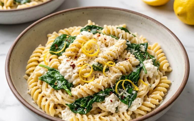 Lemon ricotta pasta & spinach