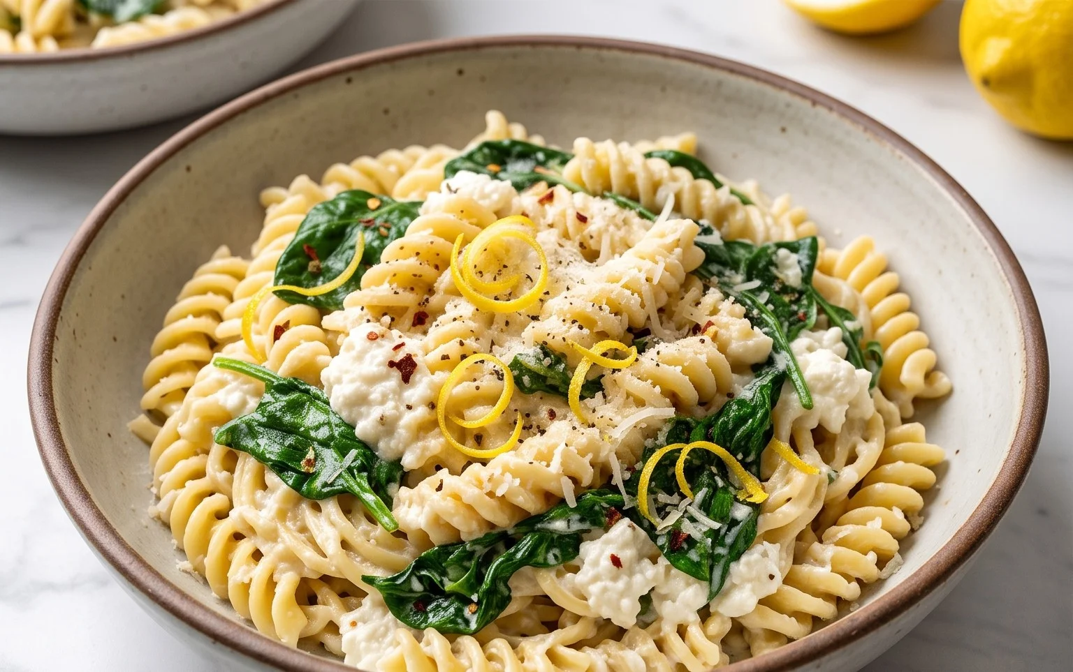 Lemon ricotta pasta & spinach