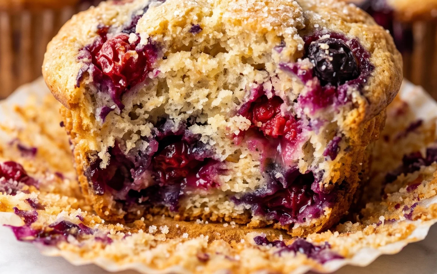 Bakery Style Mixed Berry Muffins | with Frozen Berries