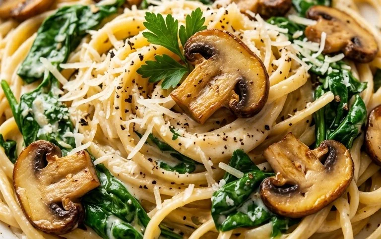 Parmesan Spinach Mushroom Pasta Skillet