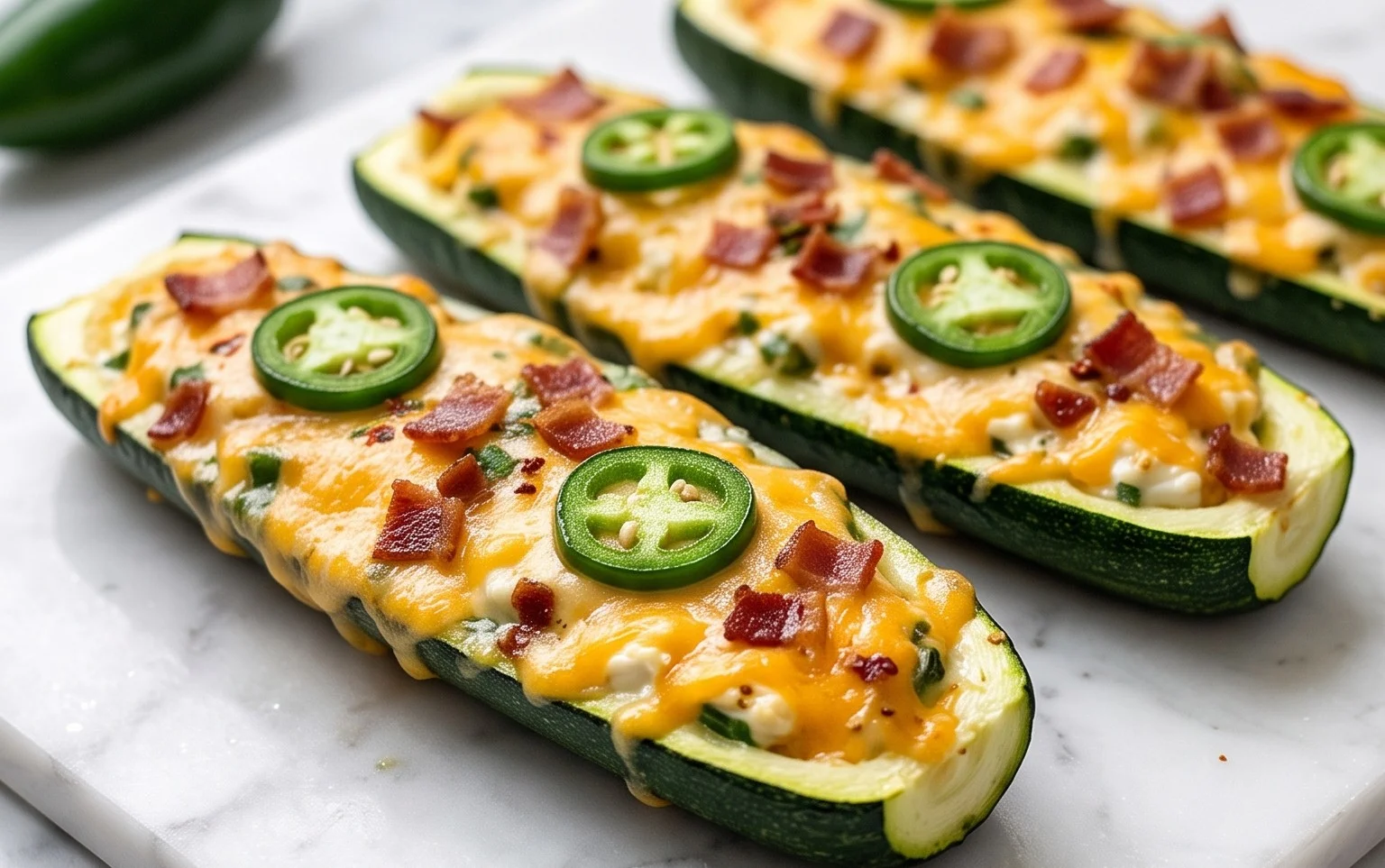 Jalapeno Popper Zucchini Boats