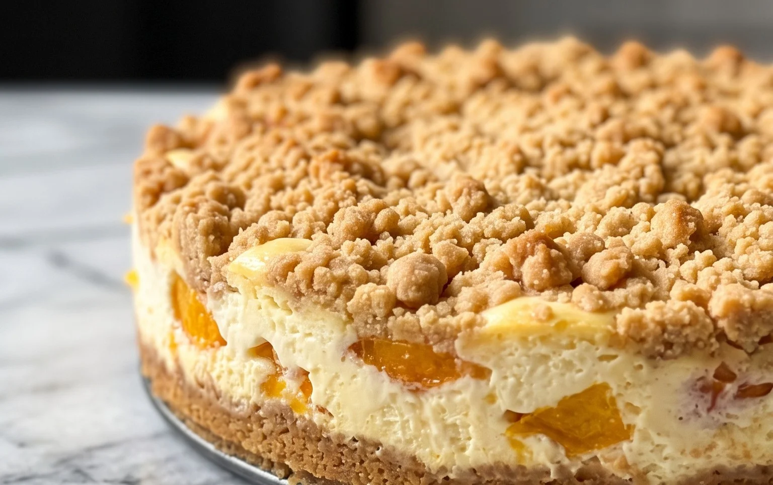 Peach Cream Cheese Cake with Streusel Topping