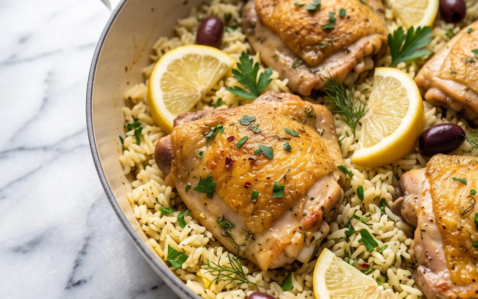 Greek Chicken and Lemon Rice (30 Minutes, One-Pot)