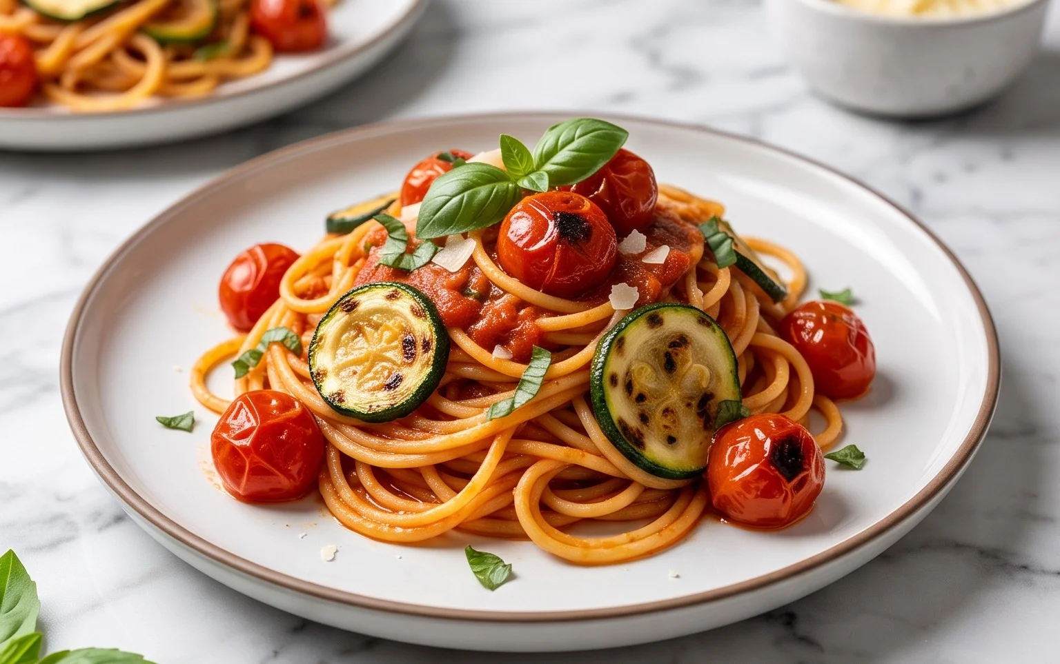 Healthy Tomato Zucchini Pasta
