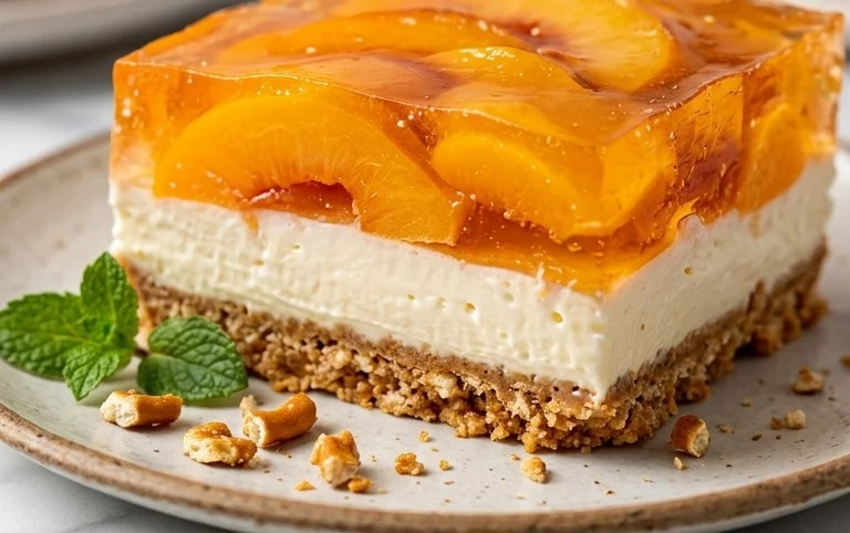 Peach Pretzel Salad Dessert