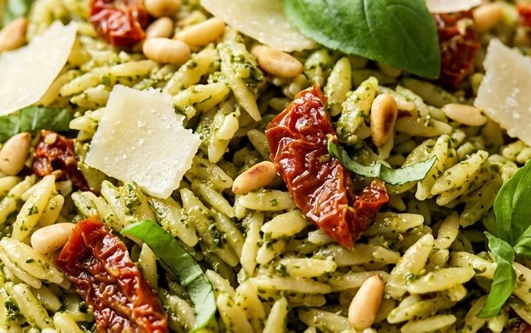 Sun Dried Tomato Orzo Pesto Salad
