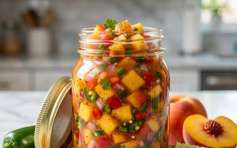 Sweet & Spicy Peach Salsa Canning Recipe