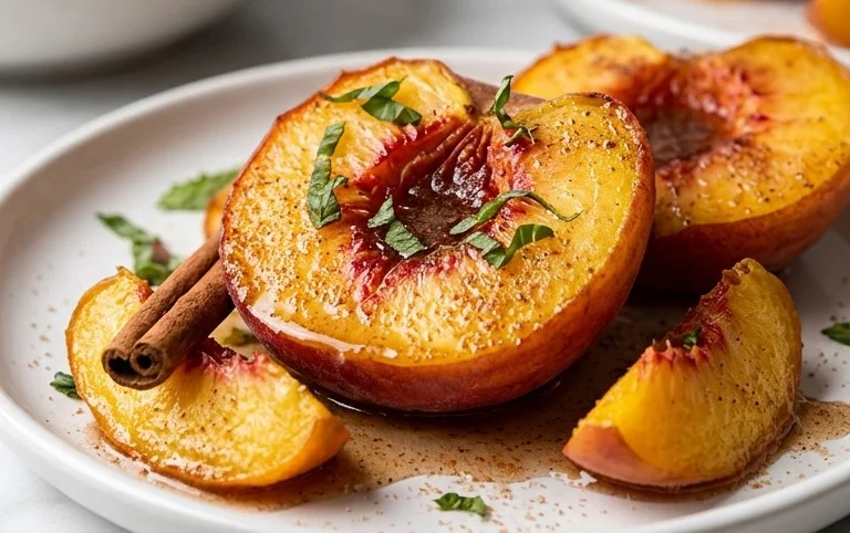 Cinnamon Sugar Baked Peaches