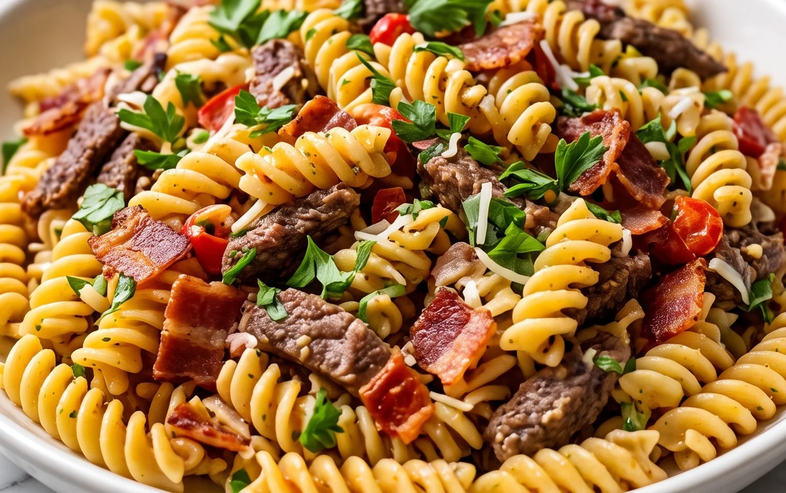 Beef Bacon Ranch Pasta Salad
