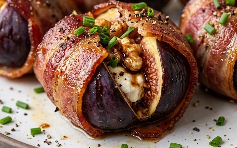 Beef Bacon Wrapped Stuffed Figs