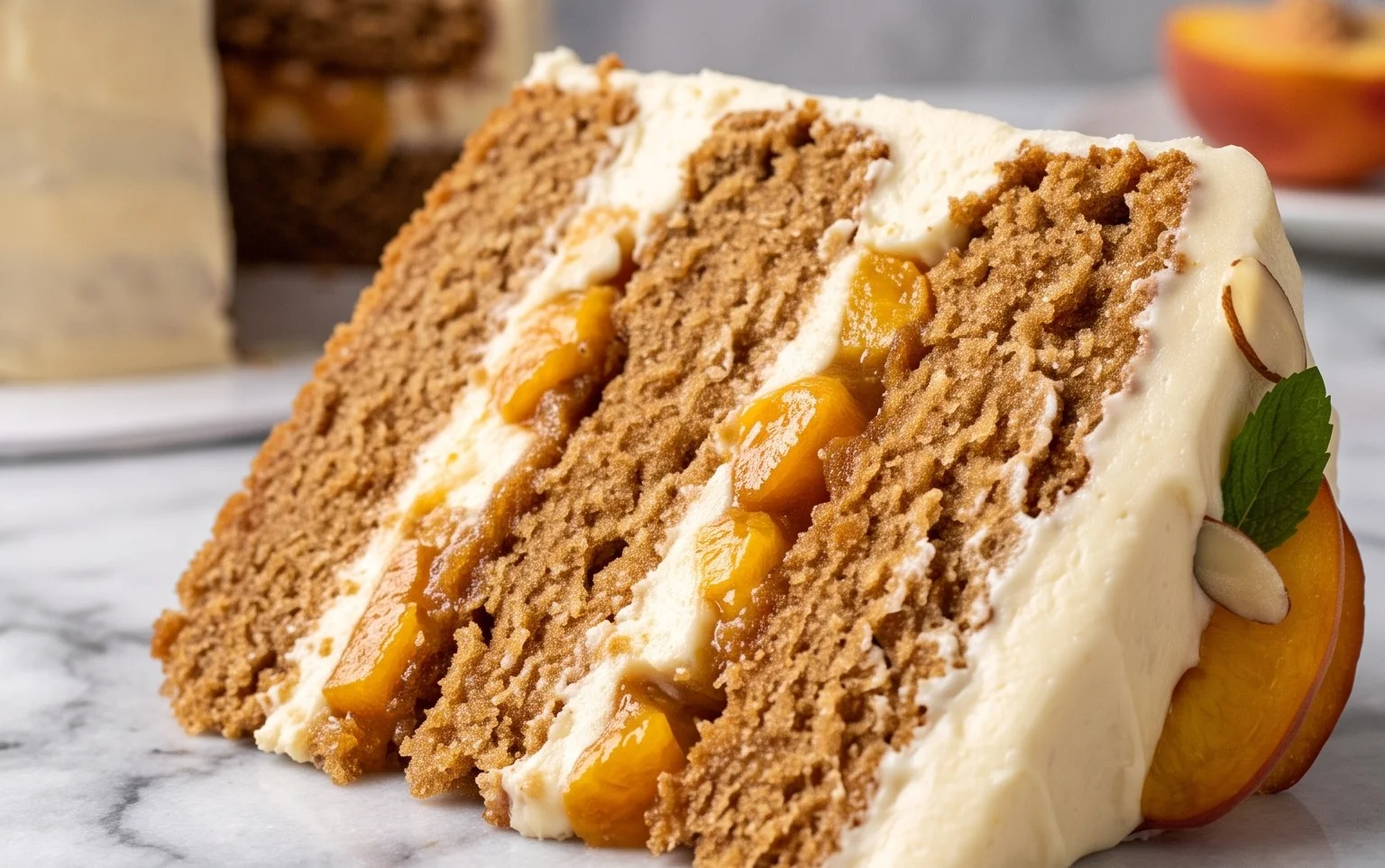 Brown Sugar Layer Cake with Peach Filling