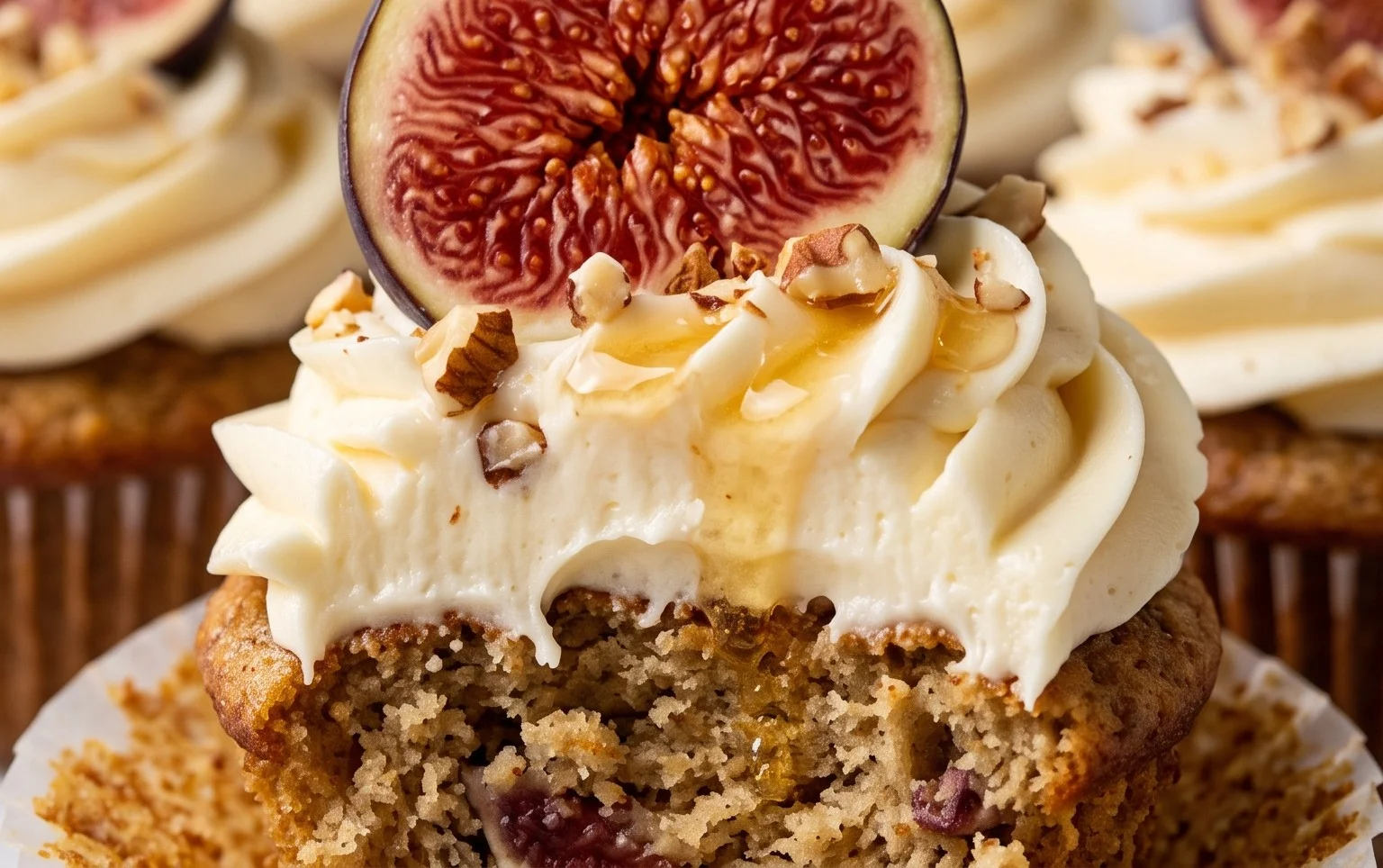 Fig Cupcakes with Honey Cream Cheese Frosting